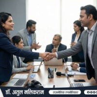 दो व्यवसायों के बीच सेवाओं और प्रोडक्ट्स का आदान-प्रदान दर्शाता दृश्य, बार्टर डील की अवधारणा