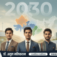 Minimalistic map highlighting MP, Rajasthan and Chhattisgarh with SDG icons