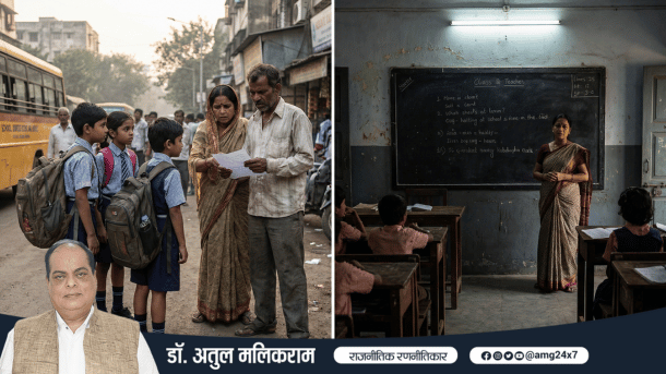 महँगी होती शिक्षा और गिरती पढ़ाई की गुणवत्ता दर्शाता दृश्य