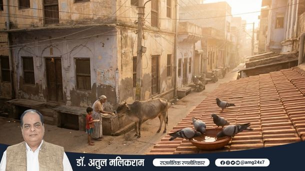 भारतीय संस्कृति में गाय, कुत्ते और पक्षियों को भोजन कराते बच्चे