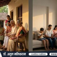 भारतीय संस्कृति में बड़ों के पैर छूते बच्चे और आधुनिक मोबाइल संस्कृति का विरोधाभास