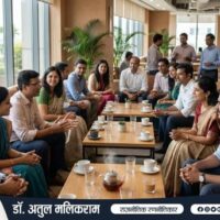 गरमा-गरम चाय पर बातचीत करते लोग, भरोसे और मजबूत संबंधों का प्रतीक