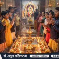 मंदिर में आरती करते युवा और भारतीय संस्कृति से जुड़ती नई पीढ़ी