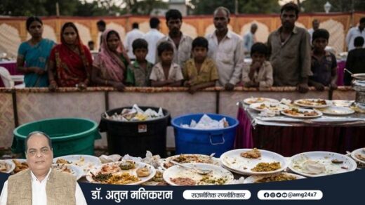 भारतीय शादी समारोह में थालियों में छोड़ा गया भोजन