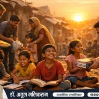 भारतीय समाज में गरीब बच्चों को शिक्षा देते लोग, जो छोटे योगदान से बड़े बदलाव का संदेश देते हैं