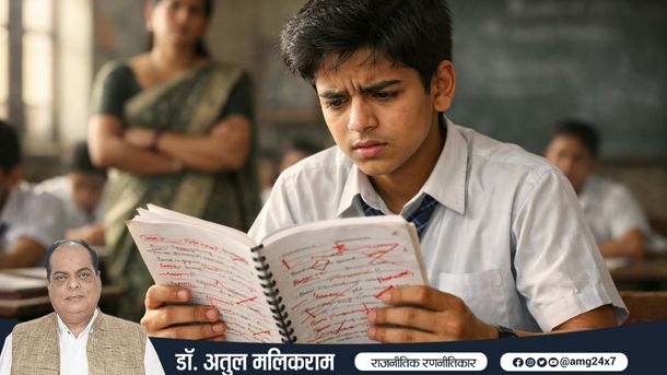 गलत जानकारी वाली किताब पढ़ता भारतीय छात्र