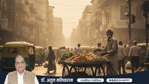 भारतीय सड़क किनारे सब्जी बेचता फेरीवाला सुबह के समय