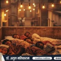 छत पर परिवार के साथ चादर बिछाकर सोता हुआ पुराना भारतीय परिवार