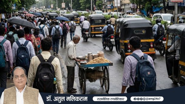 भीड़ भरी सड़कों के बीच मेहनत करता अनदेखा स्ट्रीट वेंडर