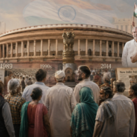 1977 से 2026 तक भारत की राजनीतिक विचारधारा में बदलाव दर्शाती तस्वीर