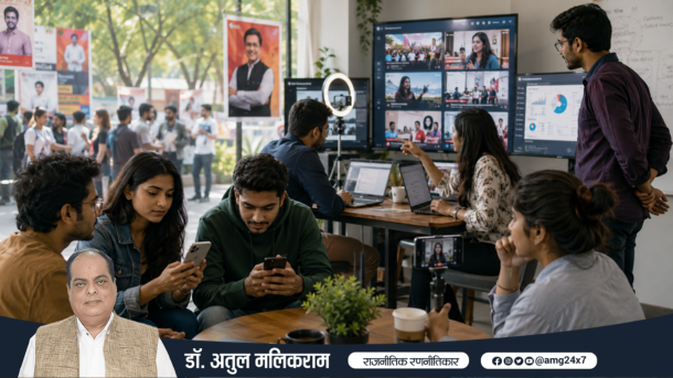 जेन-ज़ी युवाओं और डिजिटल राजनीति को दर्शाती तस्वीर