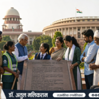 77वें गणतंत्र दिवस के बाद संवैधानिक अधिकार और नागरिक जिम्मेदारी पर आधारित भारतीय लोकतंत्र का संपादकीय दृश्य