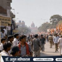 मंडल बनाम कमंडल की राजनीति और भारत के बदलते राजनीतिक भूगोल को दर्शाता दृश्य